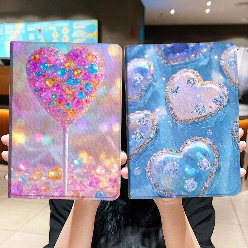 

Love Heart Sparkling Gift For iPad Pro Air Mini 2 3 4 5 6 7 6th 7th 10th 11th 10.2 9.7 10.5 11 Foldable Tablet Case