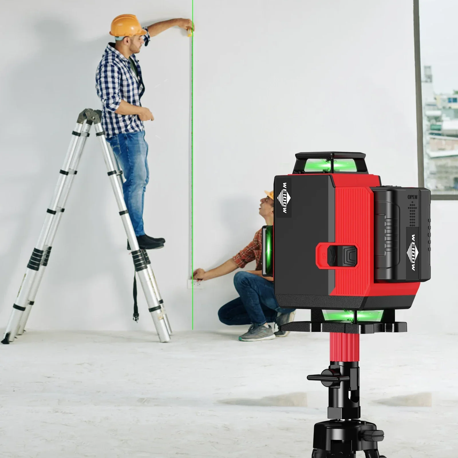 WEIDDW Nivel Laser 4D 16 Lines Laser Level Green Cross Line 360 self-leveling with Tropod Professional Laser Level Tools