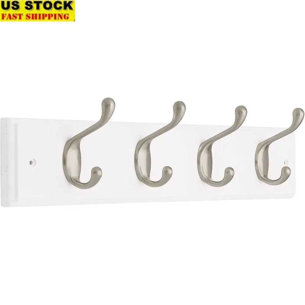 

18 Inch Coat Hat Hook Rail Rack with 4 Heavy Duty Hooks Wall Mount Foyers Hallways Bathrooms Decorative Organizer