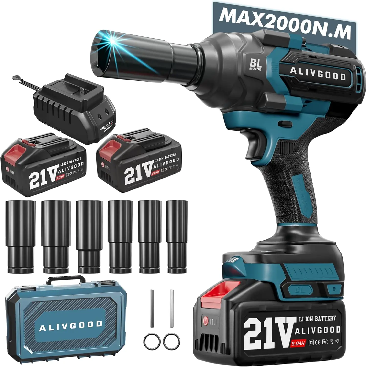 Llave de impacto eléctrica inalámbrica (2000N.m/1500Ft-lbs)