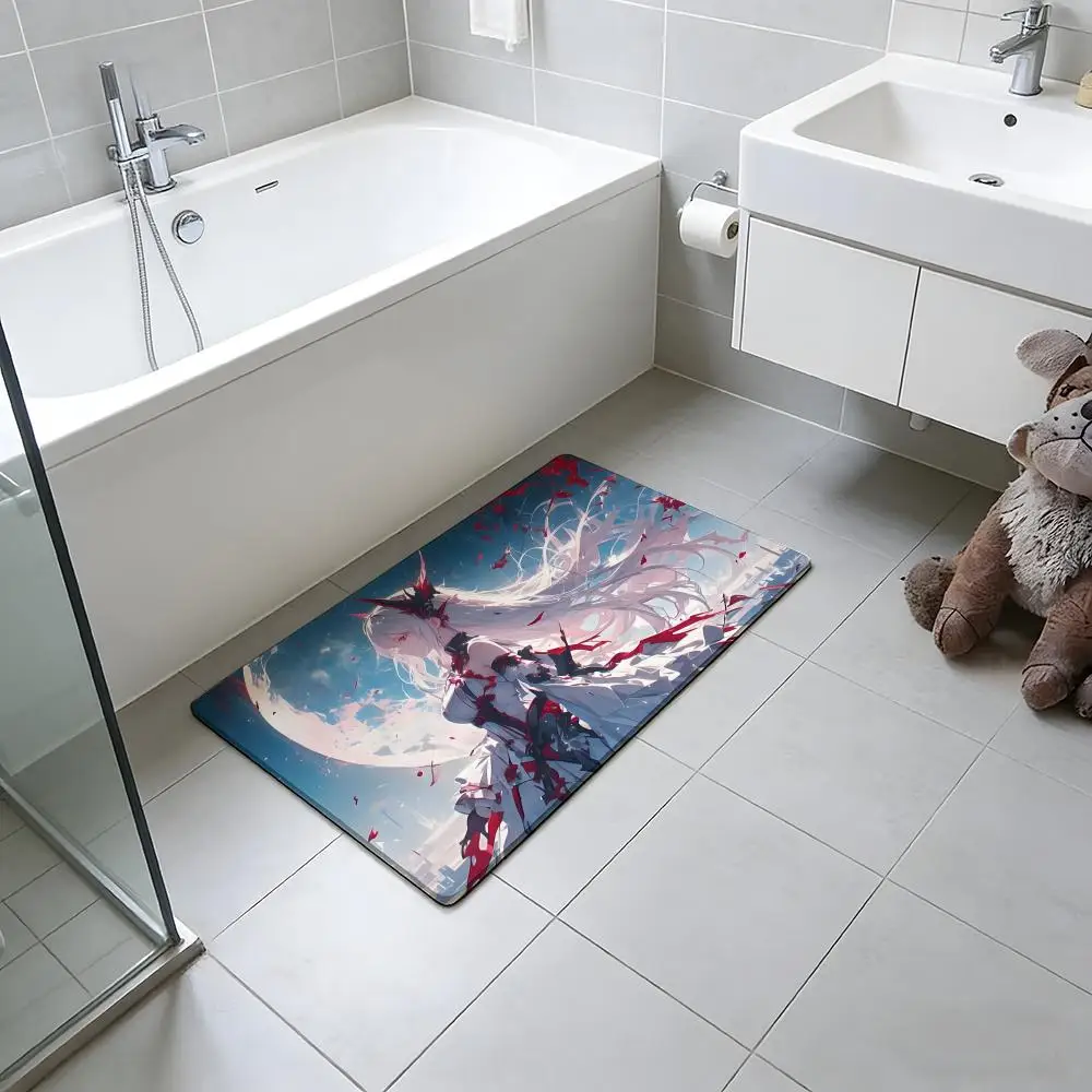 anime M-Moon Witch Floor Mat Absorbent Floor Mat Non-Slip Entrance Rug for Bathrooms Restrooms and Toilets