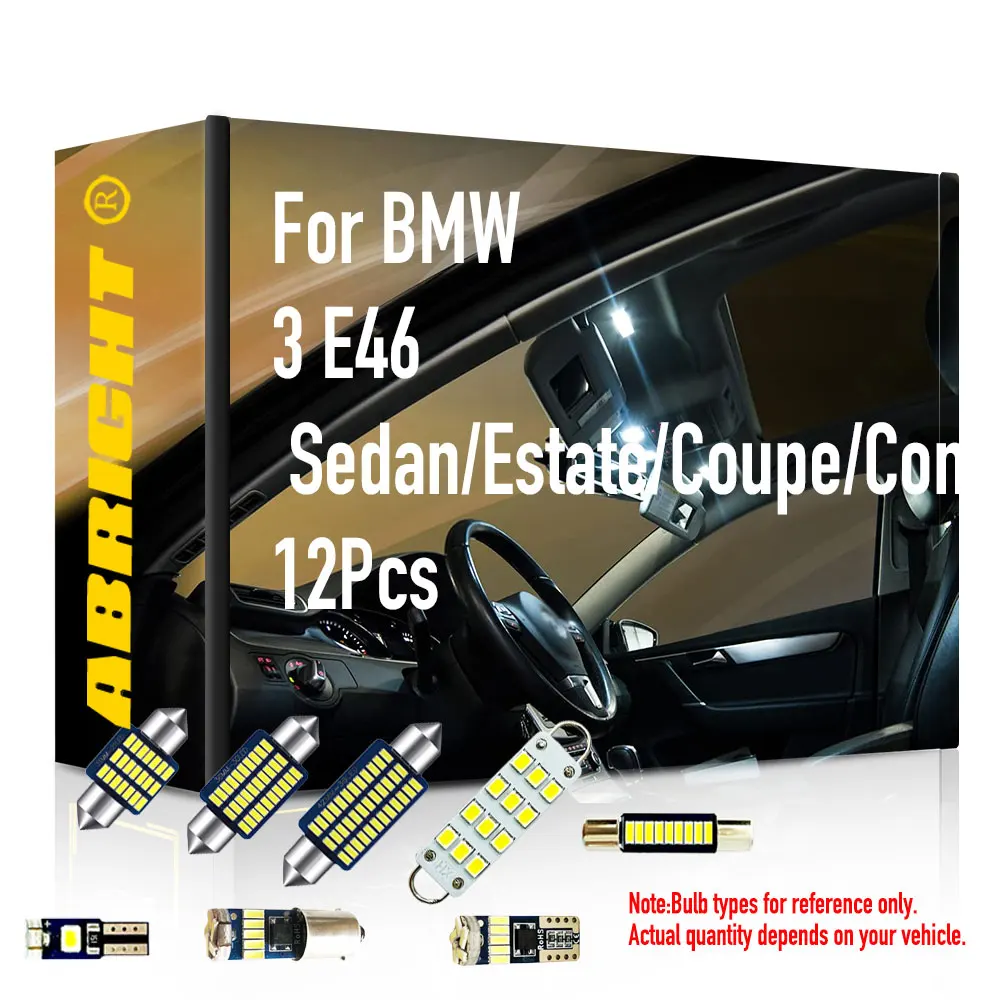 12Pcs LED Car Interior Light Bulbs Kit for BMW 3 Series E46 1999-2005 Sedan Estate Coupe Compact Hatchback