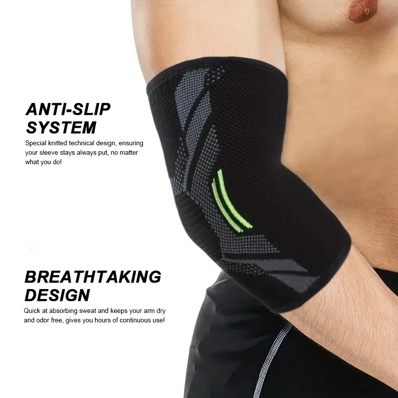 1 Stück Nylon-Ellenbogen-Kompressionshülse, elastische Tennis-Ellenbogenstützen für Sehnenentzündung, Armstützen, Golfer-Ellenbogenstütze – Detail 3