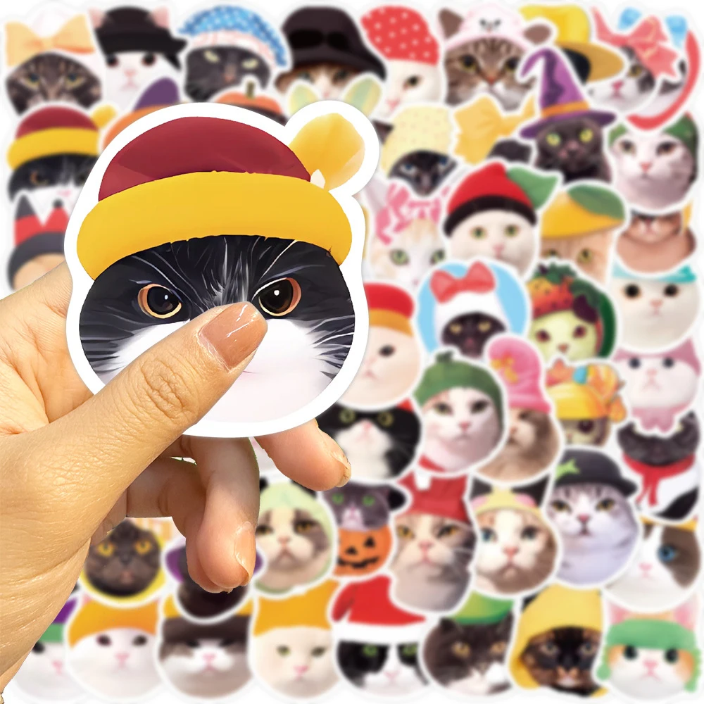 Engraçado Animal Cats Cartoon Stickers, Laptop, Phone Case, Papelaria, Impermeável, Decoração Kawaii, Brinquedos, MEME, 10 Pcs, 30 Pcs, 59Pcs