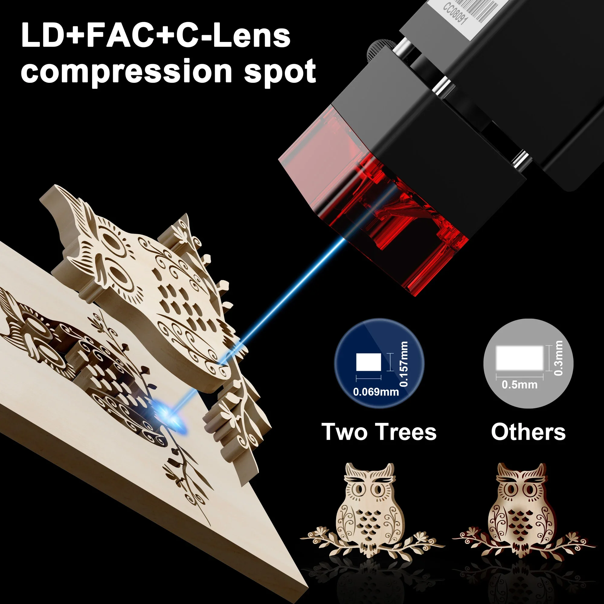 TWOTREES TTS-Máquina de alta precisão CO2 Laser Cutter, área de gravação, WiFi, controle offline, 10W, 300*300mm, 450nm