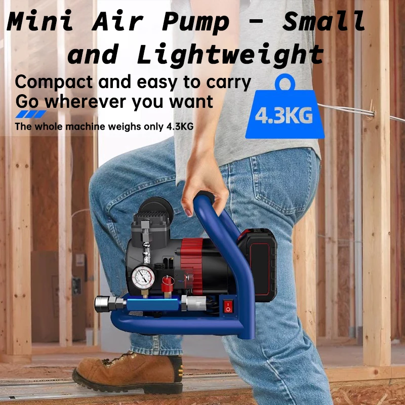 21V Portable Air Compressor with Pressure Gauge Car Tire Pump Cylinder Power System Mini Air Compressor Car Tire Inflation Pump