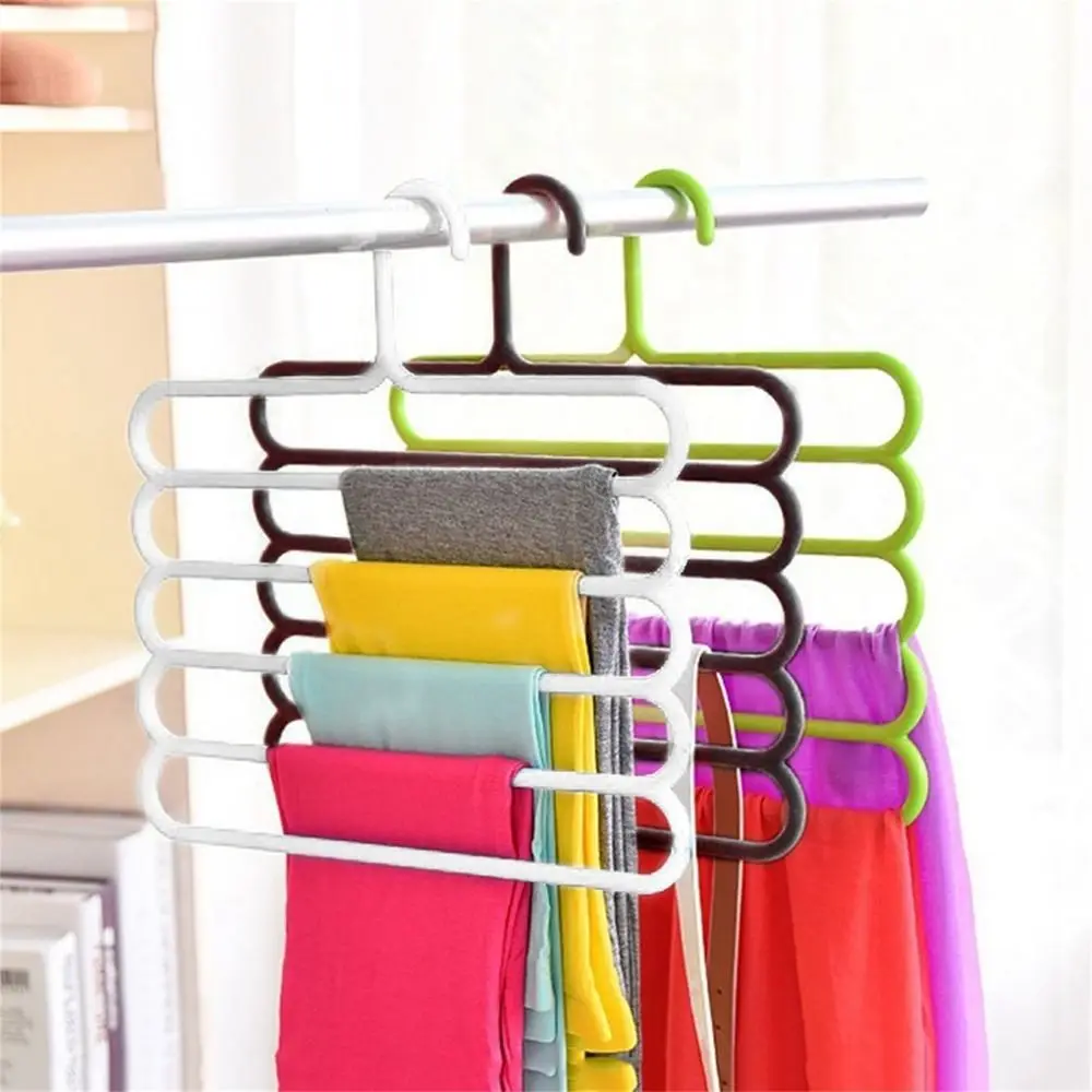 colored Household Trousers Scarf Storage Multilayer 5 Layers Storage Rack Pants Hangers Clothes Hanger Trousers Hanger