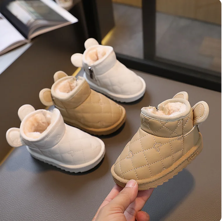 Baby Girls Boys Snow Boots Children Winter Shoes Kids Outdoor Warm Plush Boots Windproof Waterproof Infant Cotton-padded Shoes