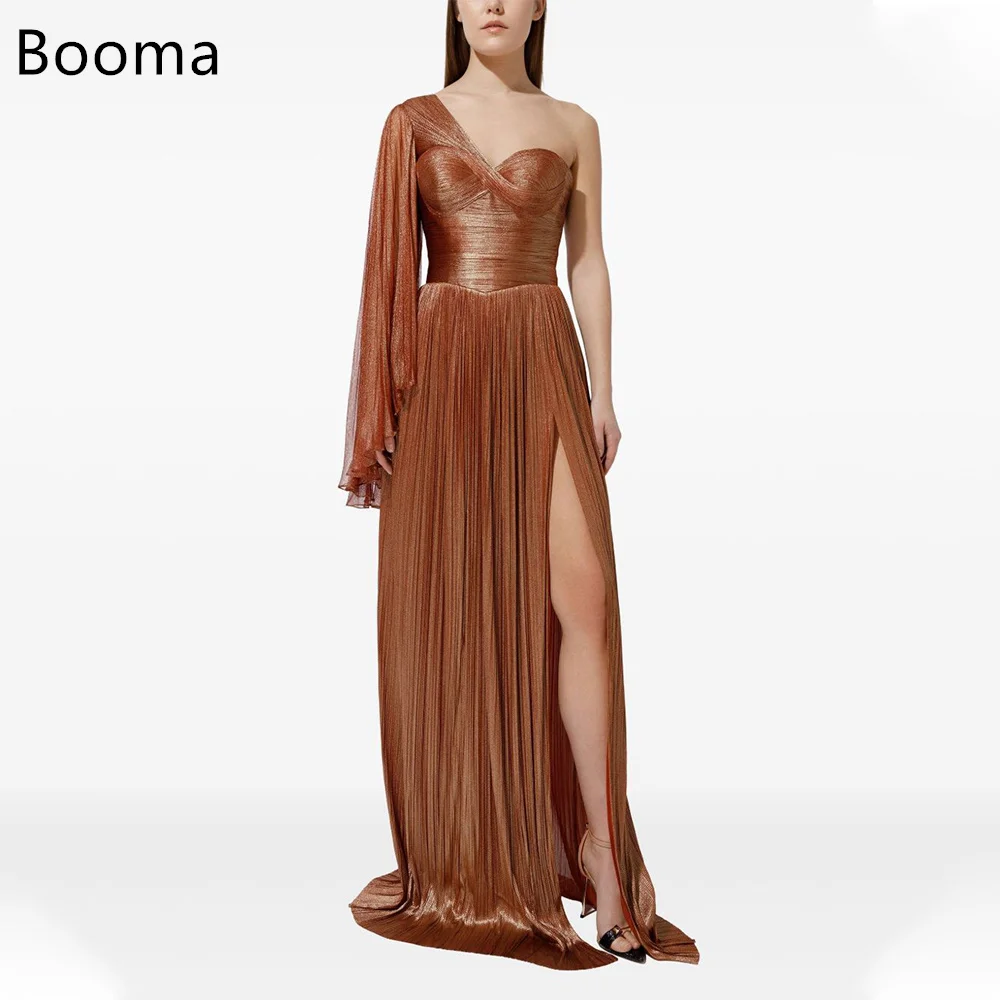 

Booma Elegant A-Line Side Split One-Shoulder Pleat Dresses Formal Party Gowns for Women Simple Prom Gown Customize 2025