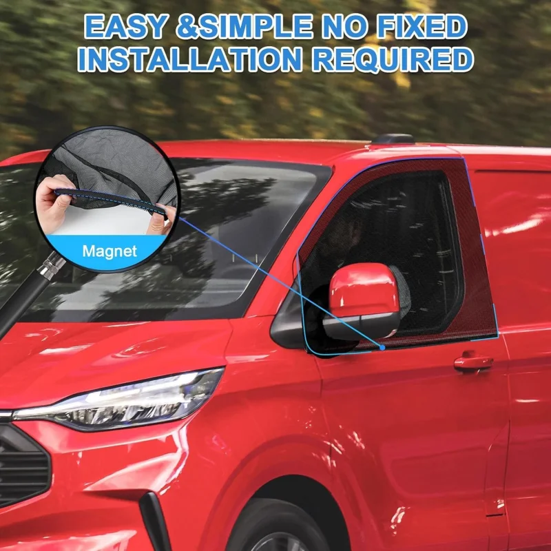 2Pcs Front Window Flyscreen Mosquito Net Insect Screen For Ford Transit Custom Campervan Motorhome Anti Bug Ventilation