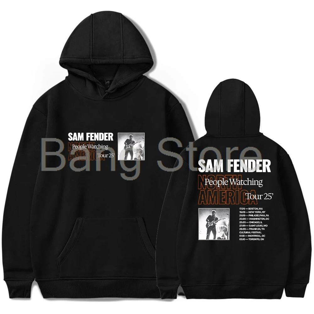 Сэм Fender People Watching North America Tour 2025 Толстовка с капюшоном для женщин и мужчин Модный пуловер с длинными рукавами Одежда унисекс