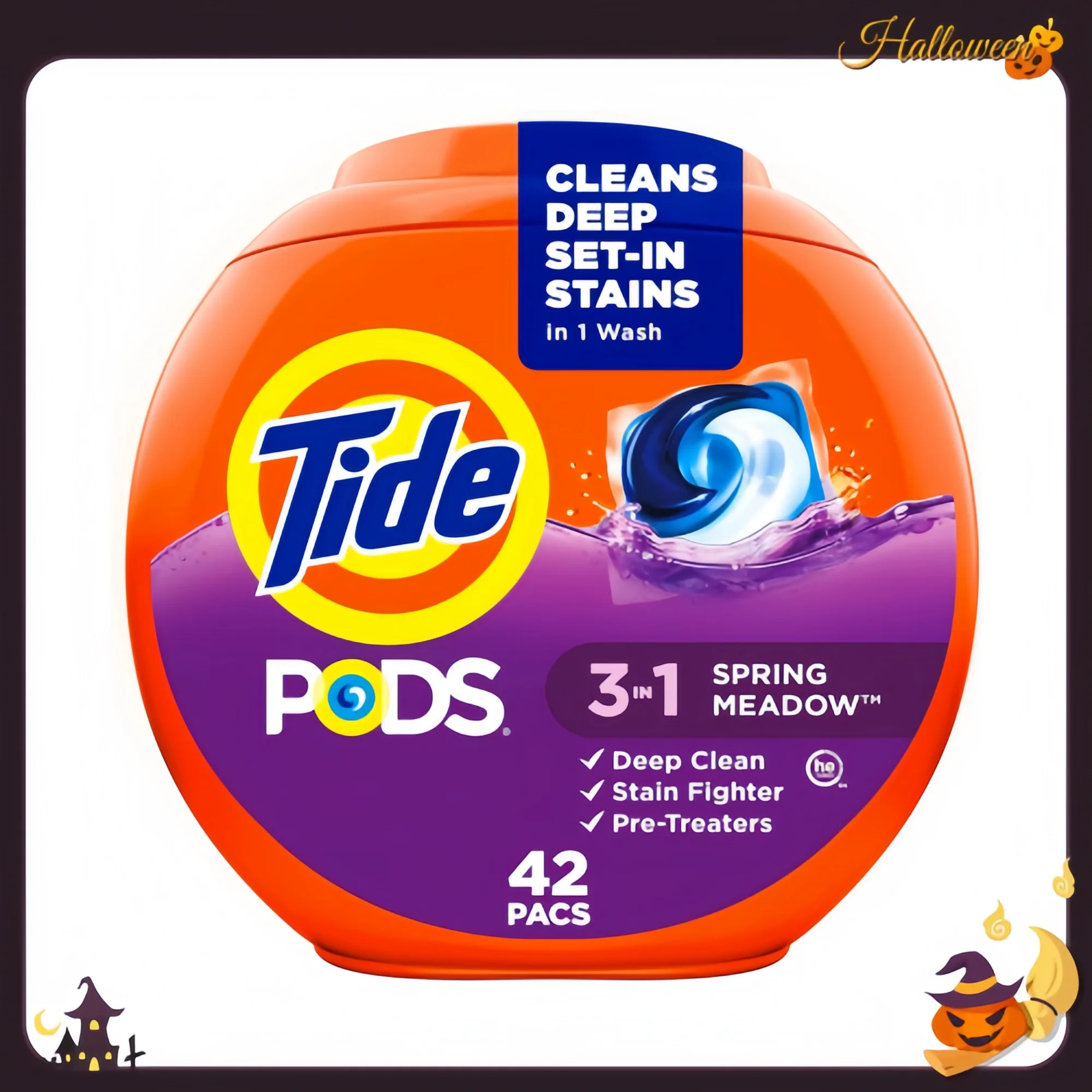 منظفات الغسيل، مزيل البقع 3 في 1، مقاتل الرائحة، واقي الألوان، 42 قطعة، متوافق مع HE، رائحة مرج الربيع