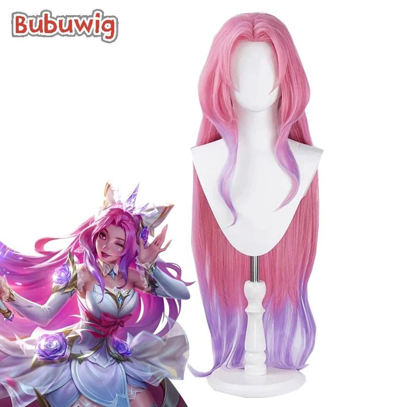 

Bubuwig Synthetic Hair Seraphine Cosplay Wigs LOL Crystal Rose Seraphine 85cm Long Pink Gradient Purple Cos Wig Heat Resistant