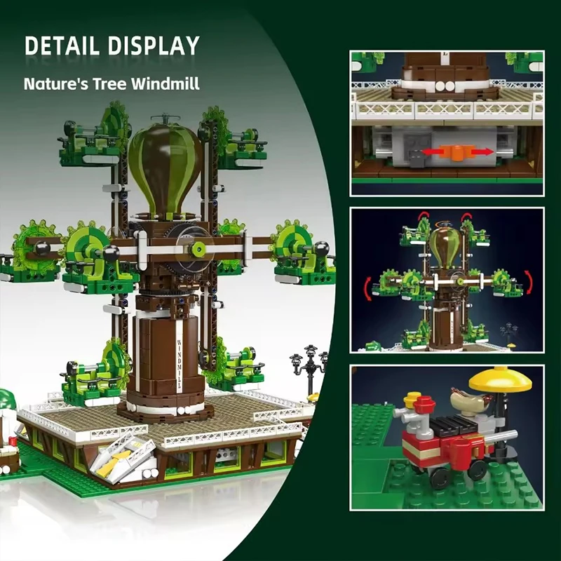 

Высококачественная развлекательная игрушка Mould King 11026, моторизованное дерево природы, ветряная мельница, строительный блок, сборка, дом на дереве, детский рождественский подарок