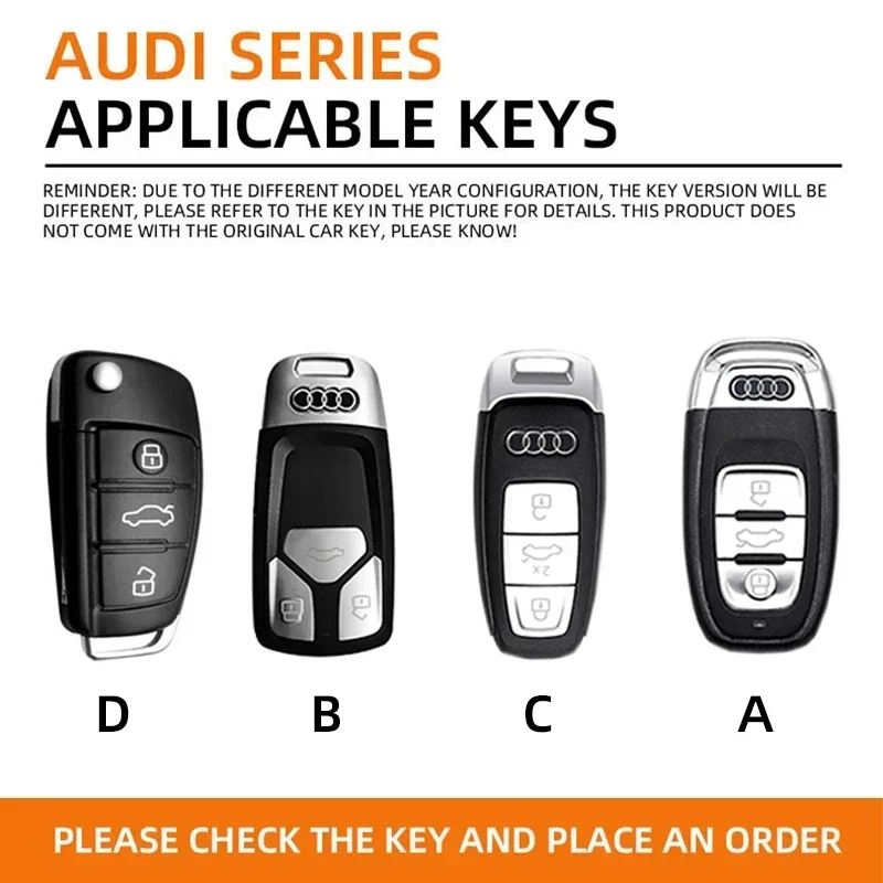 Zinc Alloy Style Car Key Case Cover Shell For AUDI A6 S6 RS6 C5 C6 C7 4F 2020 Remote Control Protector Car Accessories