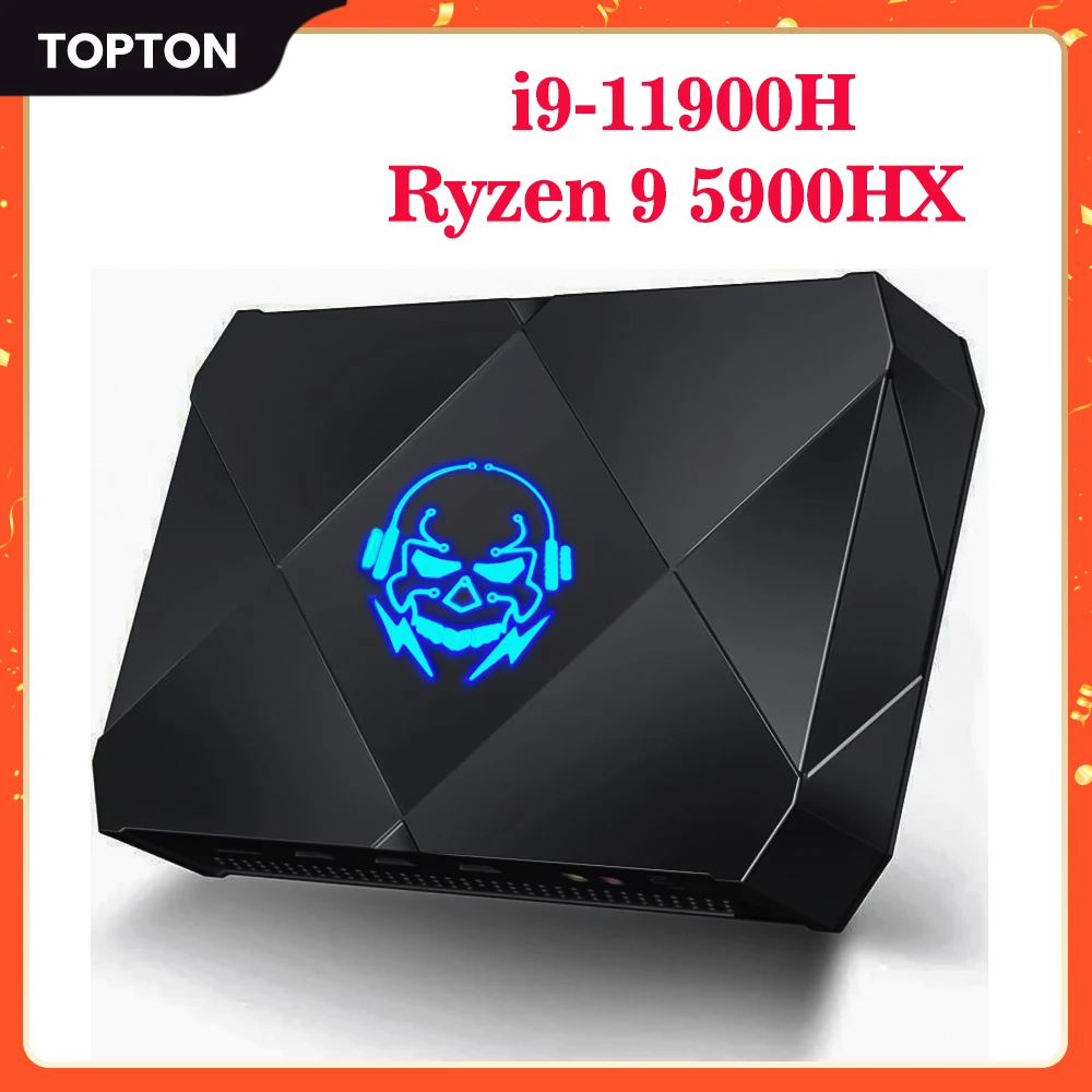 Topton F8 Mini Gaming PC i9 11900H AMD Ryzen 9 5900HX Windows 11 Gamer Desktop Computer Dual DDR4 NVMe SSD 3x4K UHD HTPC WiFi6