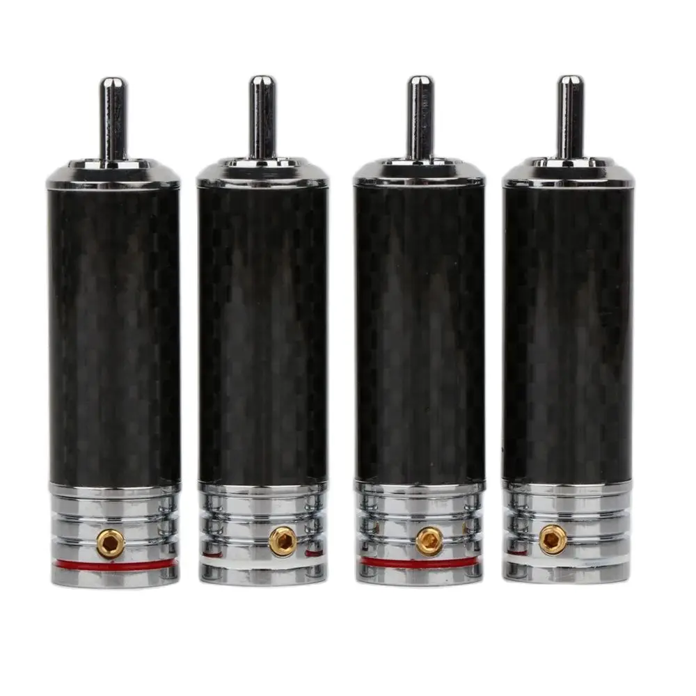 

4PCS Carbon Fiber RCA Jack Rhodium Plated Audiophile Interconnect Cable Connector Plug Signal RCA Jack Plug