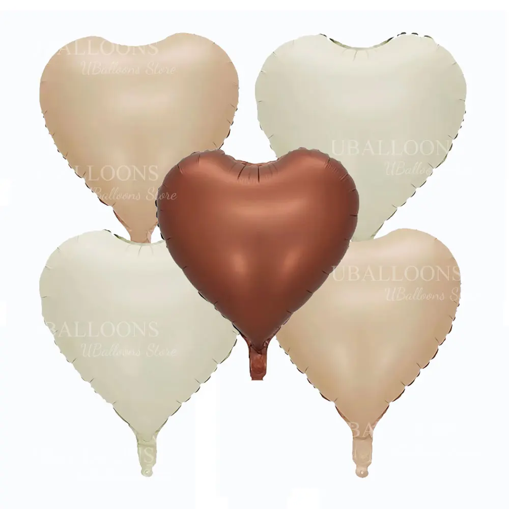 12 Stück cremefarbene Geburtstags-Folienballons, Aprikose, Braun, Beige, Herz, Stern, Heliumballons für Boho, Babyparty, Geburtstagsparty-Dekoration – Detail 6