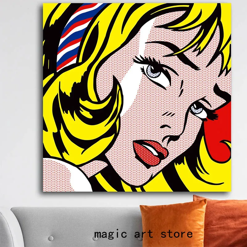 Abstract Pop Roy Lichtenstein Crying Girl Couple Kissing Art Posters Canvas Painting Wall Prints Picture Room Home Decor Cuadros