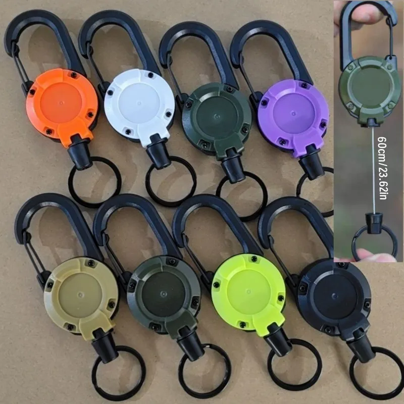 Heavy-Duty Extendable Keychain With 23.62 inch Steel Wire Rope - Tactical Climbing Buckle, Anti-Theft Multifunctional Tool