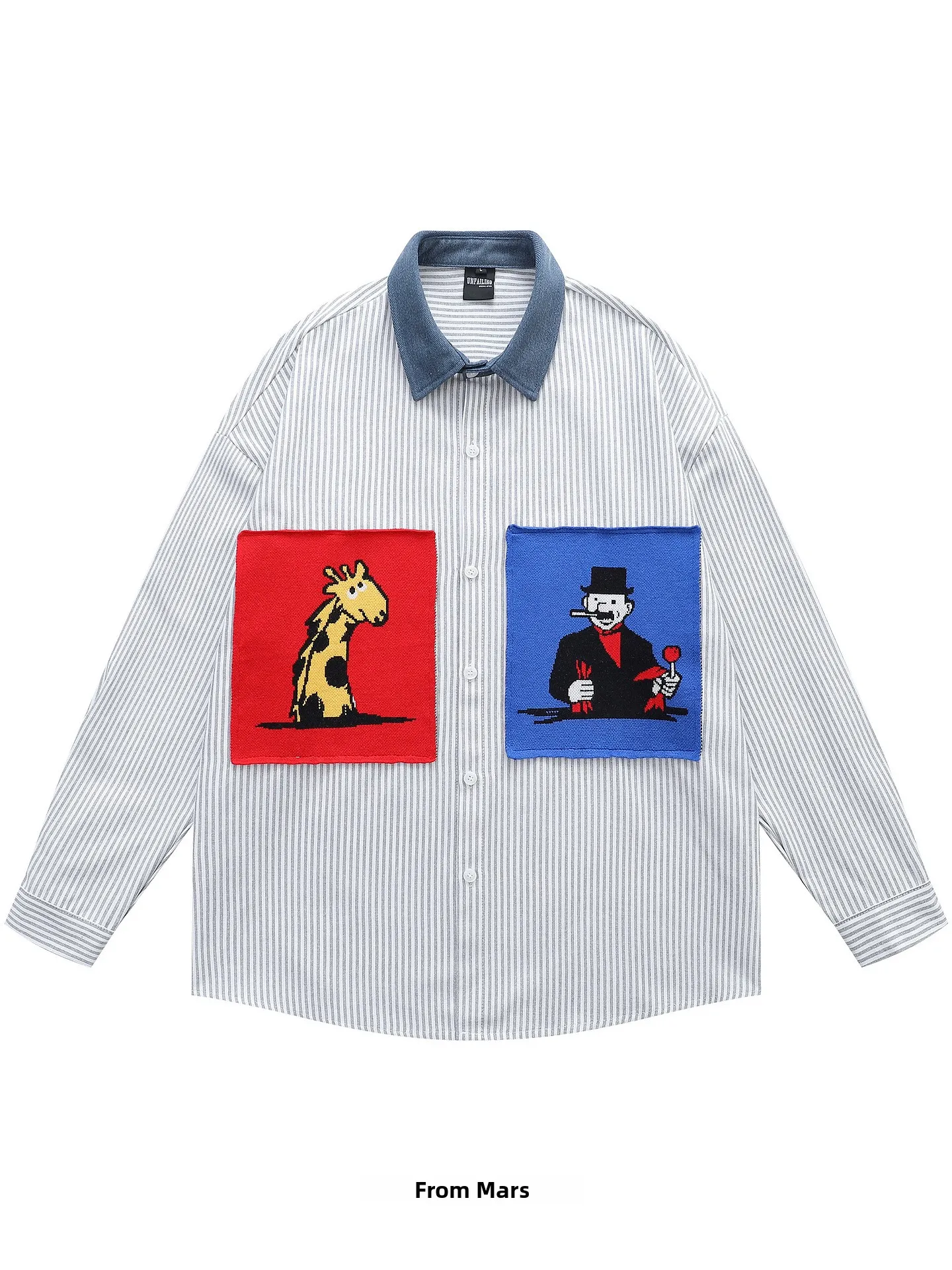 

from Long Sve Patchwork Striped Casual Couple irt Faionable Loose Fit Men's Clothing Ethnic Sle Autumn 2025