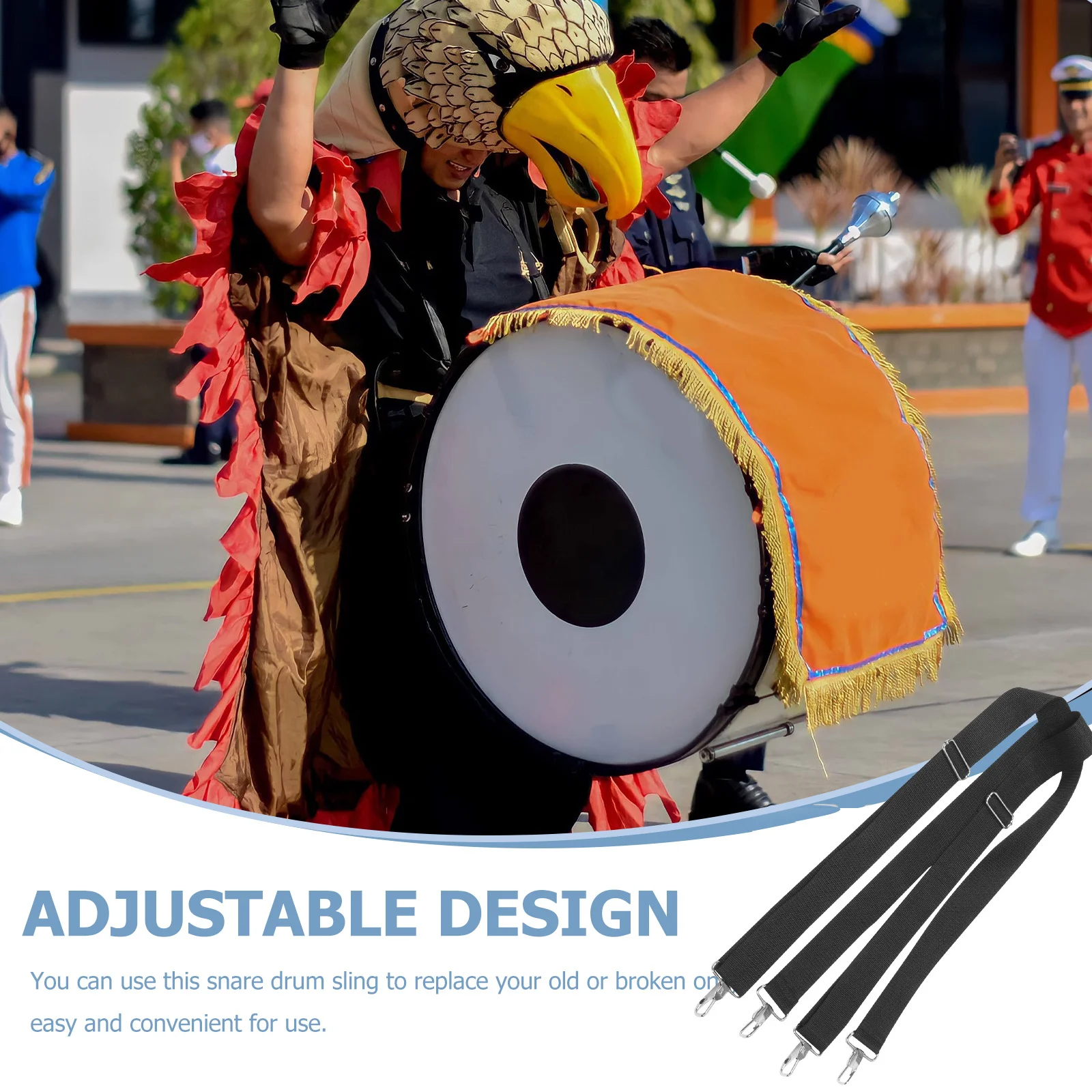 

Sturdy Marching Snare Drum Belt Adjustable Drum Shoulder Strap for Long Term Use Suitable for Most Snare Drums Lightweight