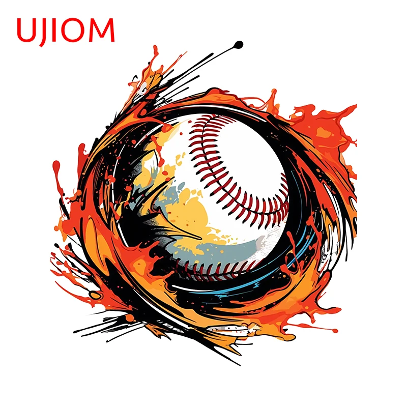 UJIOM Coloful Ink Style Base Ball Wall Stickers Creative Living Room Decoration Decals Waterproof Kitchen Cupboard Murals