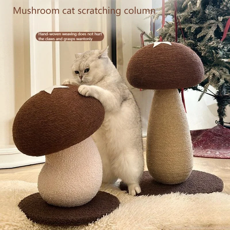 

Mushroom-Shaped Sisal Cat Scratching Post - Fiber Vertical Scratching Pole with Durable Construction, Fray-Resistant Cat Toy