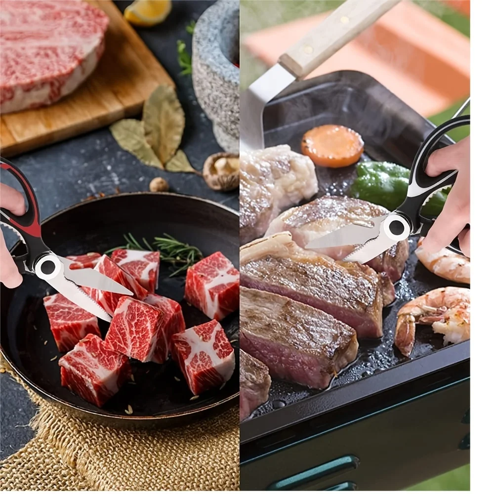 Tesoura de cozinha multiuso – Tesoura para churrasco resistente, segura para máquina de lavar louça