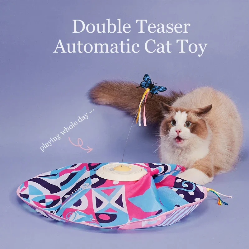 Fluttering Butterfly Cat Toys Interactive Automatic Teasing Stick with Mystery Motion for Kitten