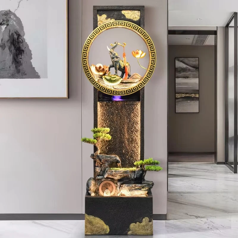 Wooden elephant running water indoor/outdoor garden ornaments living, entrance floor ceiling rockery circulating water