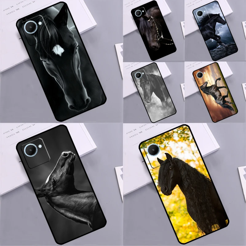 The Running Black Horse For Realme GT Neo 3 5 3T 8 9 10 11 Pro Plus C11 C15 C25s C21Y C30 C31 C33 C35 C53 C55 Case