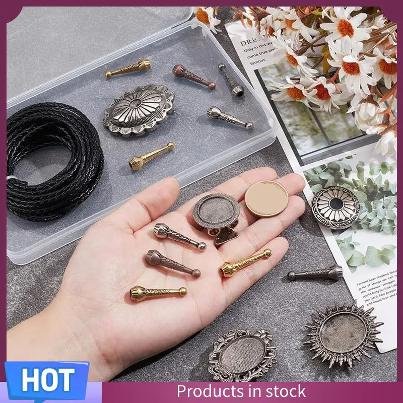 

Most-15Pcs Bolo Tie Findings Kit Replacement Kit Bolo Tie Buckle Leather Necktie Cord Forbolo Tie Making
