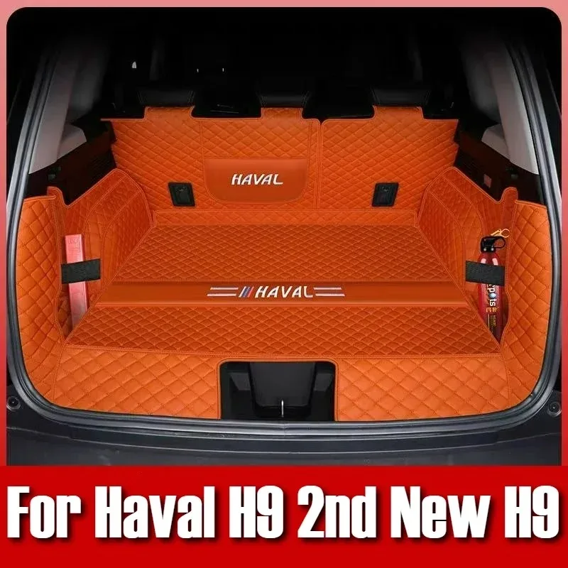 

For Haval H9 2nd 7 Seats Car Accessories 2024 2025 Trunk Protection PU Leather Mat Cover Waterproof Cargo Liner Boot Carpets