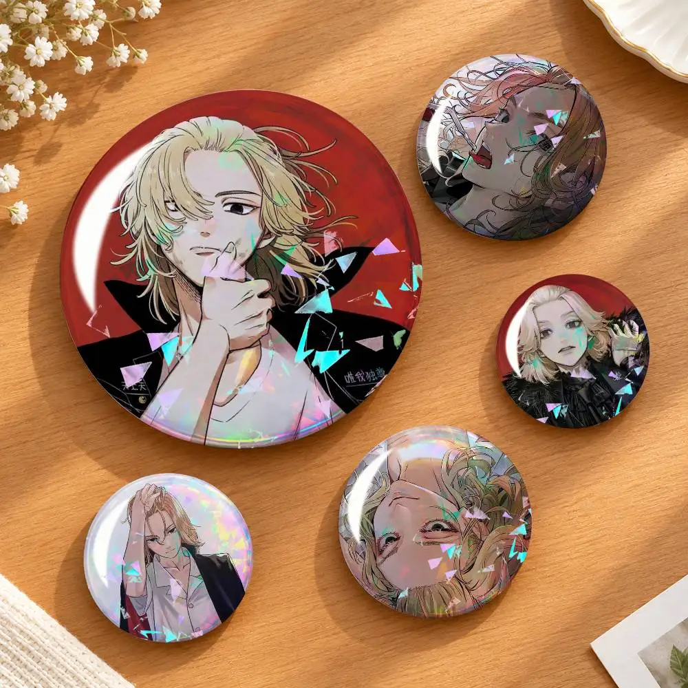 M-Manjiro S-Sano T-Tokyo-Revengers Badges Creative Tinplate Round Button PinsBrooch Badge Clothes Backpack Custom
