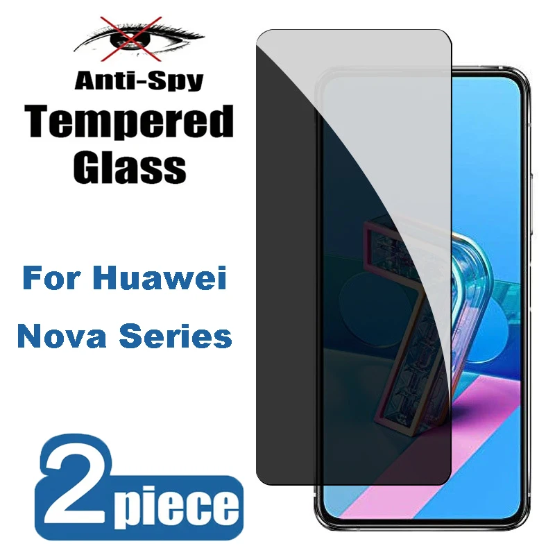 2PCS Privacy Screen Protector For Huawei Nova 7 5 Pro 10SE Y90 Y60 Y61 Y70 Plus Screen Protectors Anti-spy Glass Films