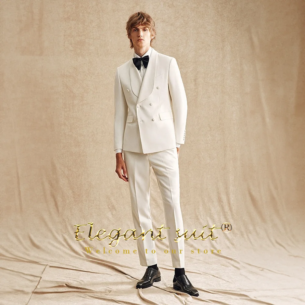 

Men's double-breasted shawl collar jacket and trousers 2-piece suit (jacket + trousers) custom wedding and ball elegant dress