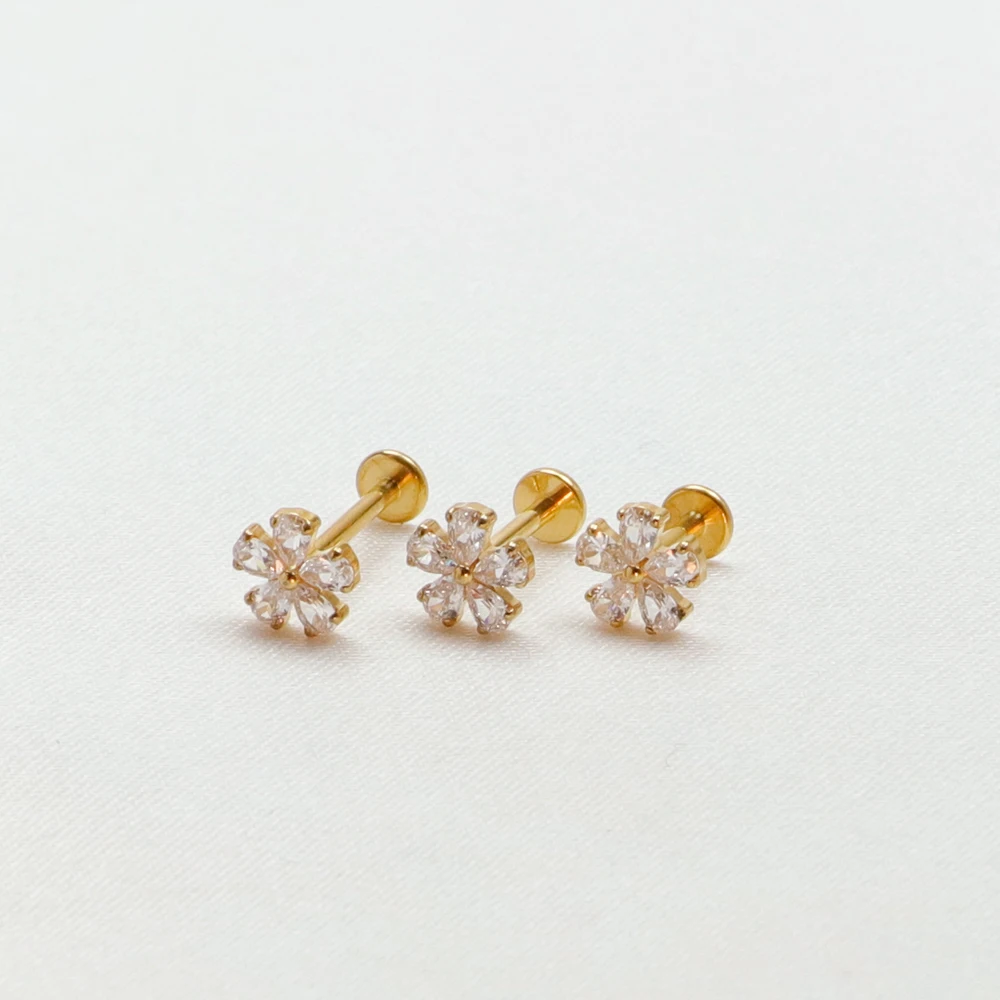 격막 피어싱 연골 F136 티타늄 꽃 모양 립 스터드 Tragus 귀 커프 나선형 힌지 세그먼트 16G 리모콘 바디 쥬얼리