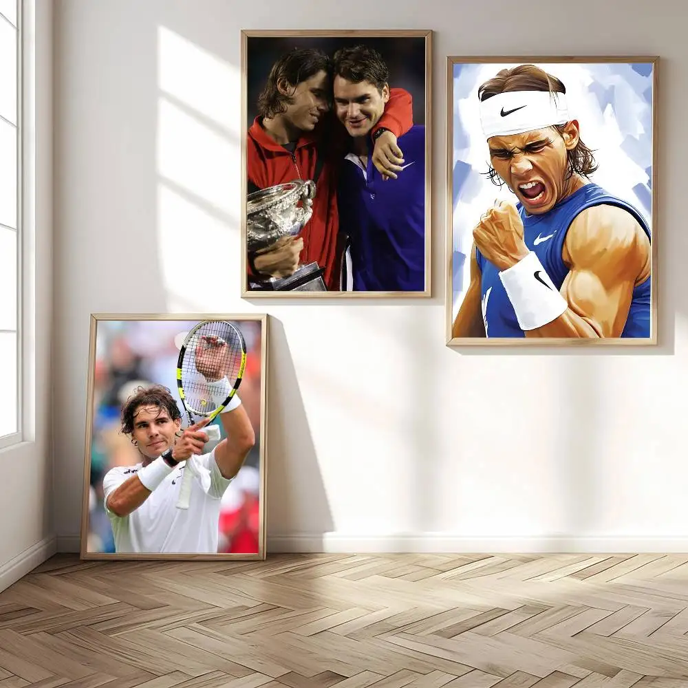 لاعبي التنس الشهير روجر فيدرر رافائيل نادال ملصق ذاتي اللصق الفن ورق مقاوم للماء ملصق المنزل بار غرفة جدار ديكور