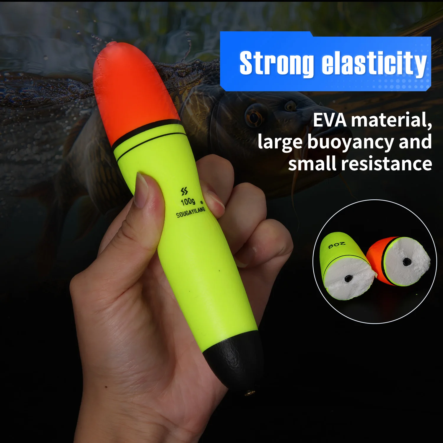 Sougayilang 5 قطعة إيفا الصيد تعويم 10-100 جرام ضوء عصا رغوة البلاستيك البحر روك الصيد ضرب يطفو للطعم متعدد الوظائف