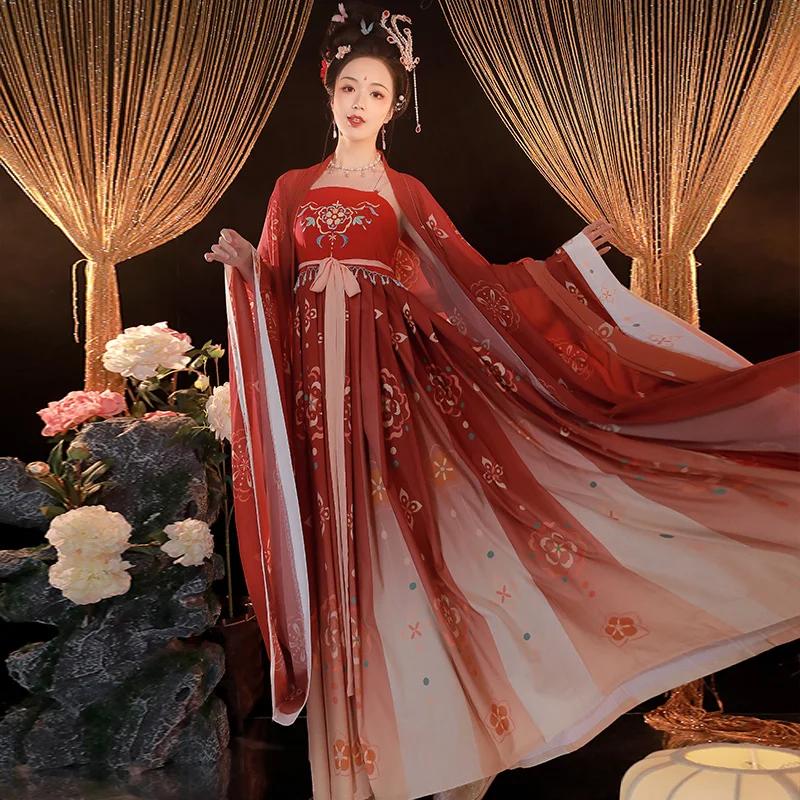 

Tang Dynasty Princess Hanfu Women Ancient Chinese Traditional Clothing Stage Outfit Fairy Folk Dance Performance Oriental