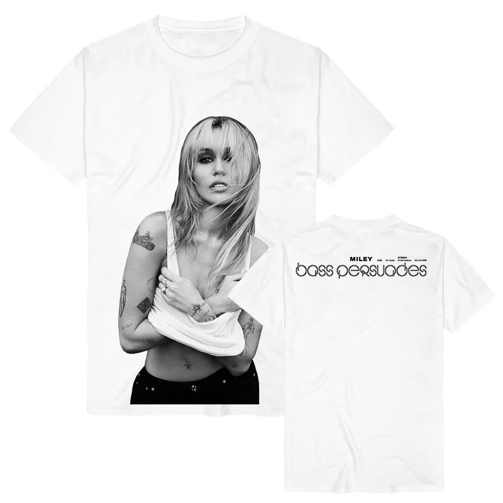 Miley Cyrus BASS PERSUADES T-shirt Summer Casual Short Sleeve Cotton Tees Unisex Streetwear Design Graphic Print Merch Female