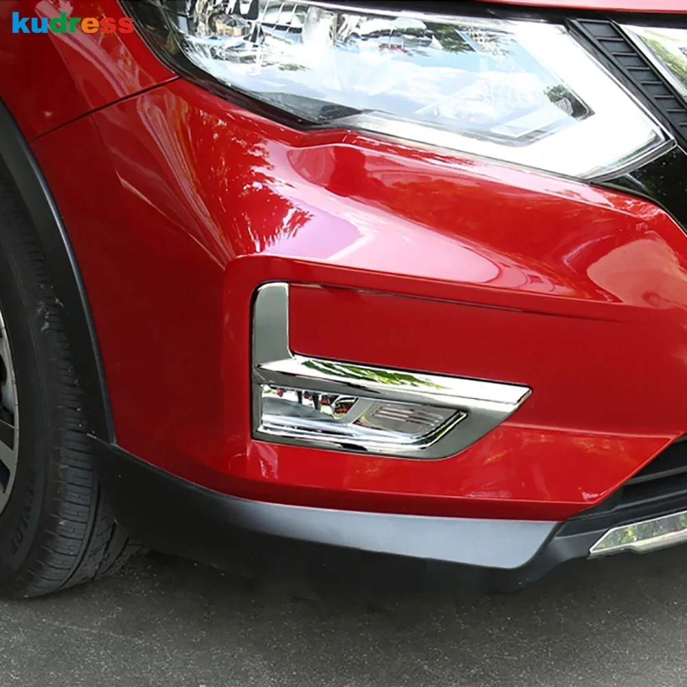 For Nissan X-trail X Trail T32 Rogue 2017 2018 2019 2020 Chrome Front Fog Light Lamp Cover Trim Foglight Trims Car Accessories