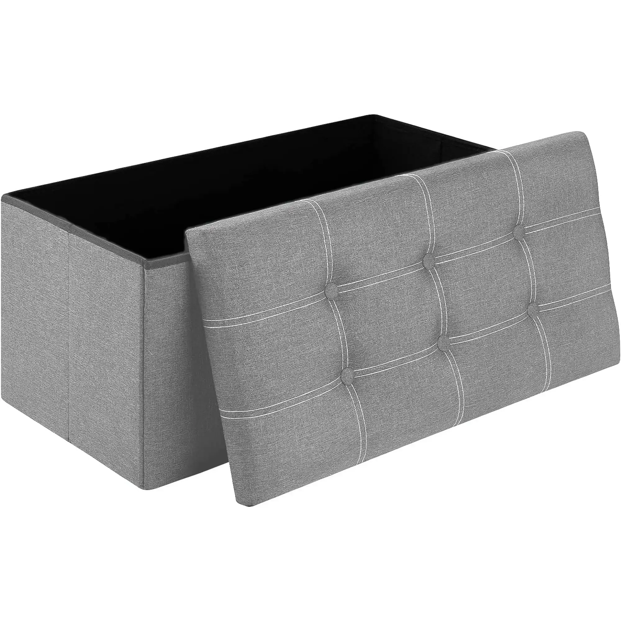 

30" Storage Bench Folding Storage Ottoman Bench, Linen Coffee Table Folding Long Shoes Footstool Dressing Stool