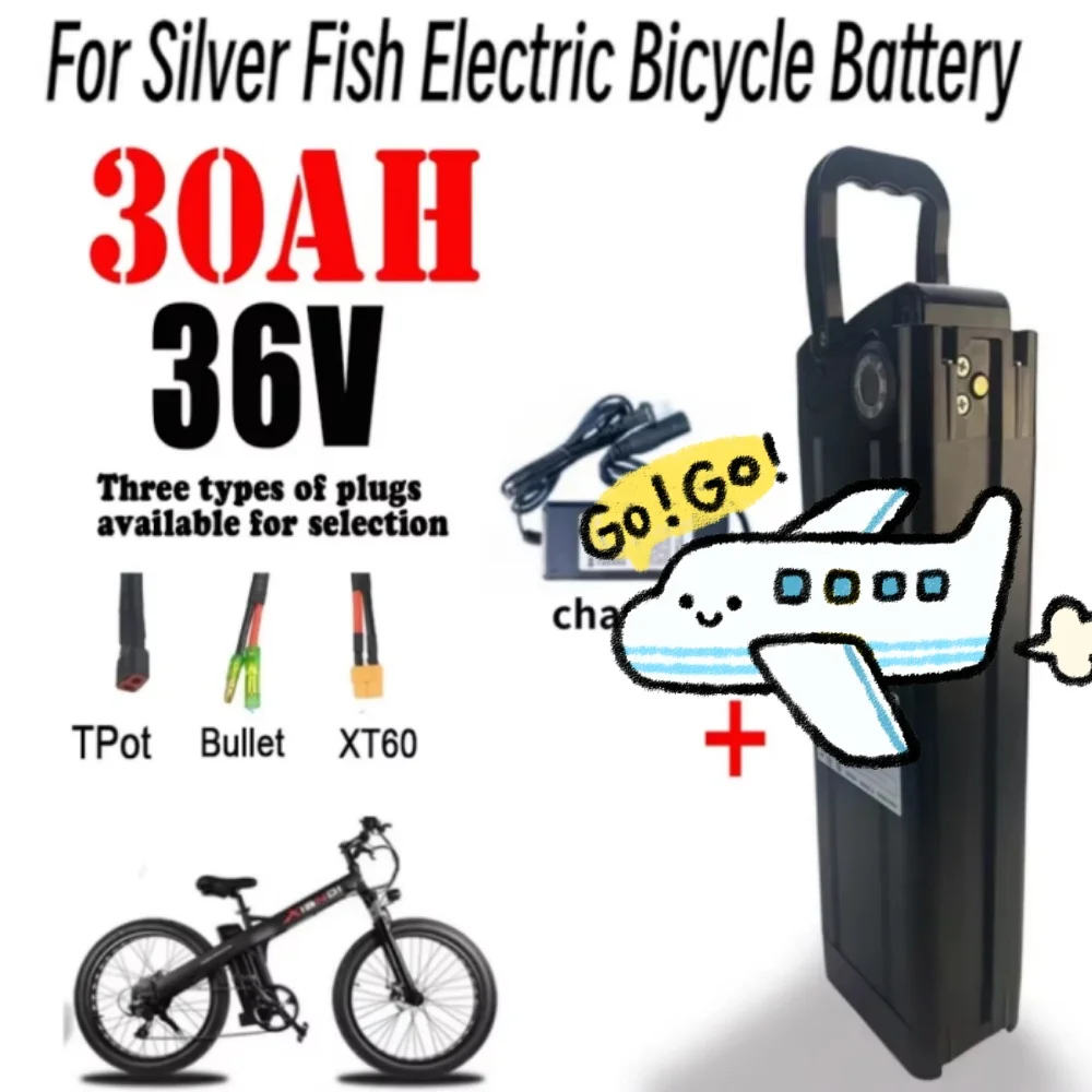 36V 30Ah for Silver Fish Electric Bicycle Battery Li-ion 18650 Pack 350W 500W 750W 1000W High Capacity Ebike Power Source