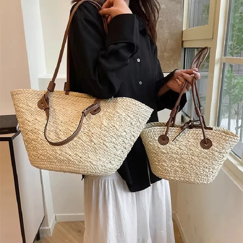 Perfect Vacation Storage Bag Largecapacity Straw Woven Tote Bag Women Summer Beach Bag Casual French Style Underarm Shoulder Bag - view 5