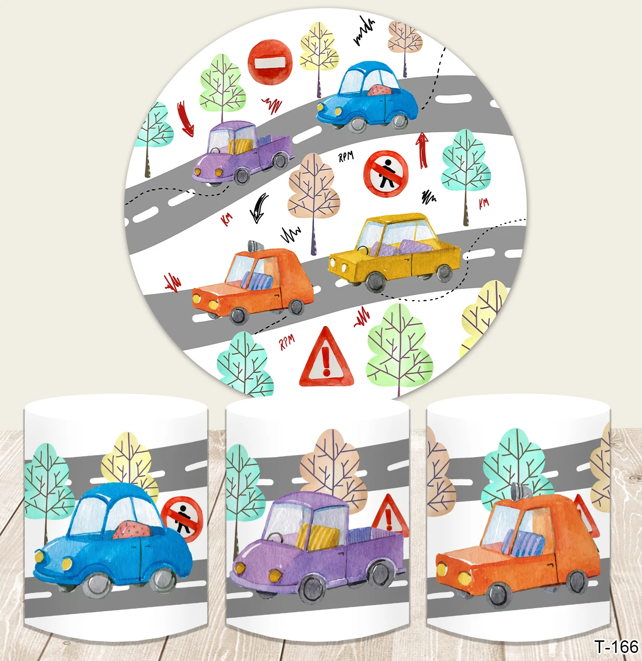 

Construction Engineering Vehicle Excavator Newborn Baby Shower Boy Birthday Circle Backdrop Photography Background Covers