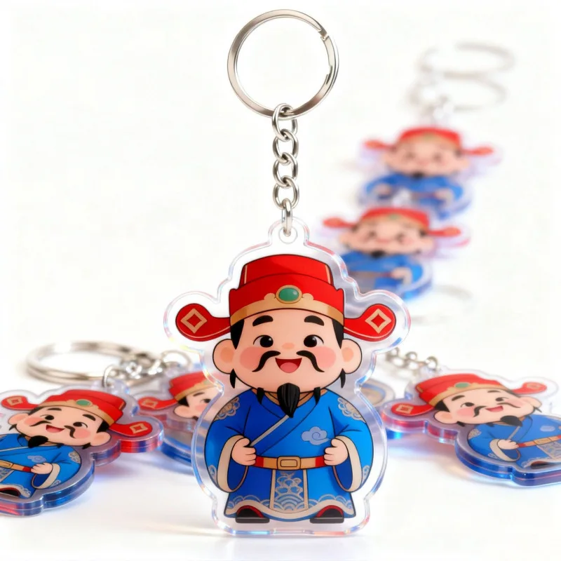 

Cartoon New Year God of Wealth Acrylic Mobile Phone Rope Keychain Student Creative Pendant Small Gift for Business Friends Gift