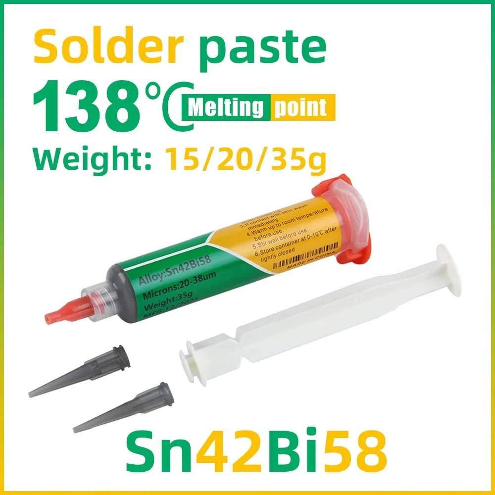 Needle Tube Low Temperature Solder Paste Sn42bi58 Melting Point 138 ℃ Patch Low Temperature Solder Paste