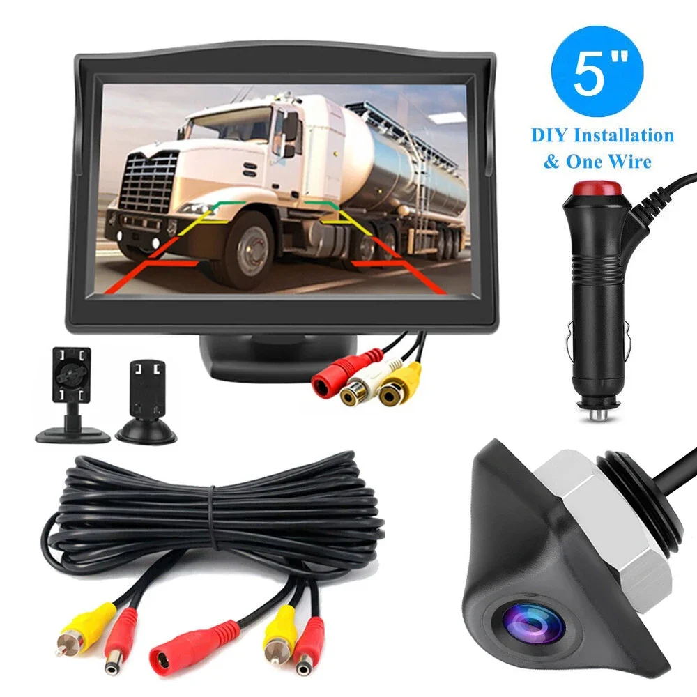 

Easy Installation 5" Car Rear View Backup Camera Monitor for Vehicle Van Night Vision Reverse Parking System Plug and Play